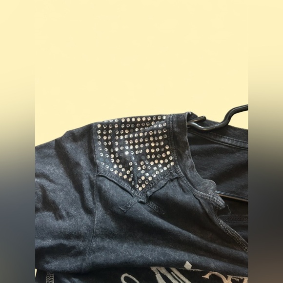 Affliction Live Fast Rhinestone Cross Tee – Black – Size L - Picture 3 of 6